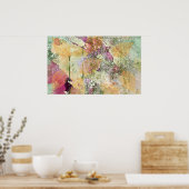 金ゴールドオレンジ色の秋リーフ葉のヴィンテージデコページ ポスター (キッチン)