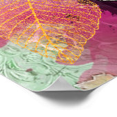 金ゴールドオレンジ色の秋リーフ葉のヴィンテージデコページ ポスター (角)