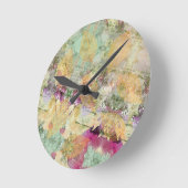 金ゴールドオレンジ色の秋リーフ葉のヴィンテージデコページ ラウンド壁時計 (傾斜)