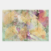 金ゴールドオレンジ色の秋リーフ葉のヴィンテージデコページ ラッピングペーパーシート (正面3)