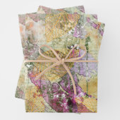 金ゴールドオレンジ色の秋リーフ葉のヴィンテージデコページ ラッピングペーパーシート (インサイチュ)