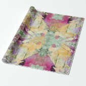 金ゴールドオレンジ色の秋リーフ葉のヴィンテージデコページ ラッピングペーパー (アンロールド)