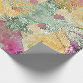 金ゴールドオレンジ色の秋リーフ葉のヴィンテージデコページ ラッピングペーパー (角)