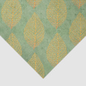 金ゴールドオレンジ色の秋リーフ離れの緑のデコページ 薄葉紙 (詳細)