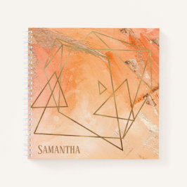 金ゴールドオレンジ色抽象芸術名タイポグラフィ ノートブック