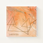 金ゴールドオレンジ色抽象芸術名タイポグラフィ ノートブック (裏面)