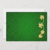 金ゴールドオンつる植物グリーンダマスク80誕生日 招待状 (裏面)