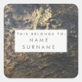 金ゴールドオンカスタムロック印刷された名前ラベルシール スクエアシール (正面)