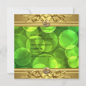 金ゴールドオングリーン21th誕生日パーティー宝石ダマスク 招待状 (裏面)