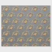 金ゴールドオンスチールグレークリスマスツリー球根オーナメント ラッピングペーパー (フラット)