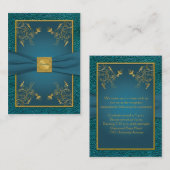 金ゴールドオンティール(緑がかった色)披露宴カード エンクロージャーカード (正面/裏面)