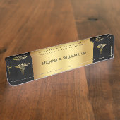 金ゴールドオンブラエレガントック·カデュース医師 デスクネームプレート (側面)