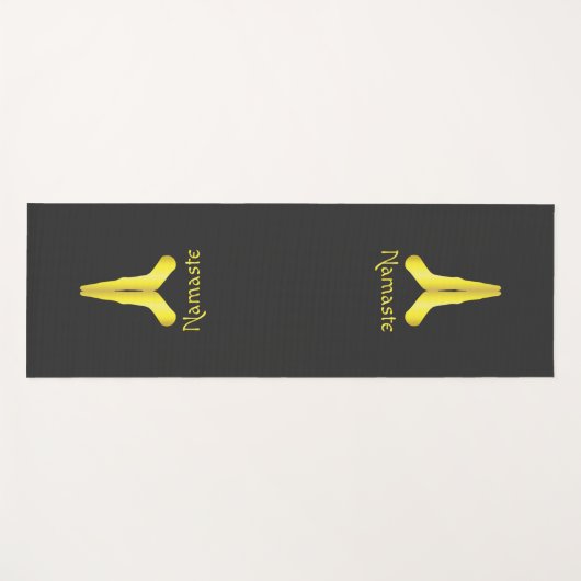 金ゴールドオンブラックナマステムドラハンズヨガマット ヨガマット (正面(横))