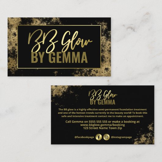 金ゴールドオンブラックBBグロートリートメント 名刺 (正面/裏面)