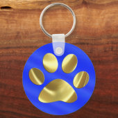 金ゴールドオンブルーキャットポープリント キーホルダー (正面)