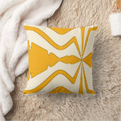 金ゴールドオンベージュ抽象芸術音波はっきりしたデザイン クッション (ブランケット)