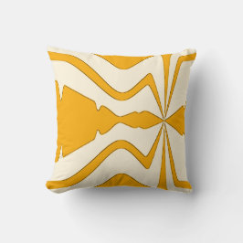 金ゴールドオンベージュ抽象芸術音波はっきりしたデザイン クッション