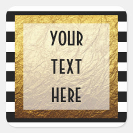 金ゴールドオンモダン白黒ストライプラグジュアリーブティック スクエアシール