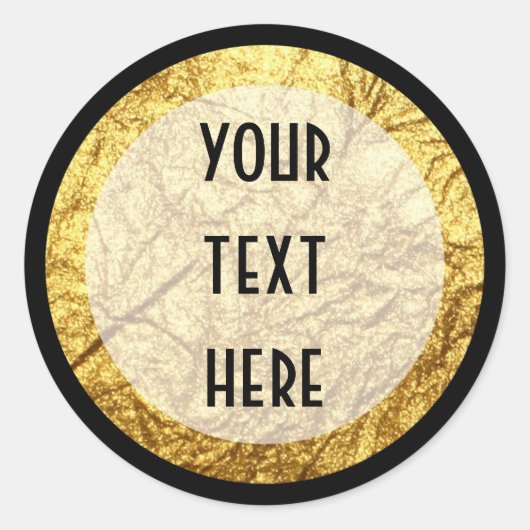 金ゴールドオンモダン白黒ストライプラグジュアリーブティック ラウンドシール (正面)