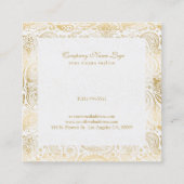 金ゴールドオン白フローラペイズリー スクエア名刺 (裏面)