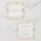 金ゴールドオン白フローラペイズリー スクエア名刺 (正面/裏面)