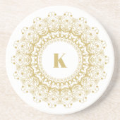 金ゴールドオン白華美マンダルサークルデザイン コースター (正面)