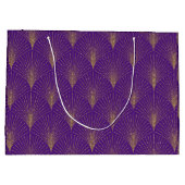 金ゴールドオン紫アールデコパターン大抱き枕 ラージペーパーバッグ (裏面)