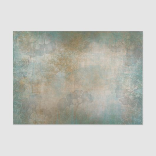 金ゴールドオン緑のアンティーク素朴エレガントブロケード 薄葉紙 (正面)