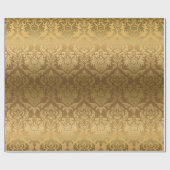 金ゴールドオン金ゴールドフローラのダマスパターン ラッピングペーパー (フラット)