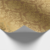 金ゴールドオン金ゴールドフローラのダマスパターン ラッピングペーパー (角)