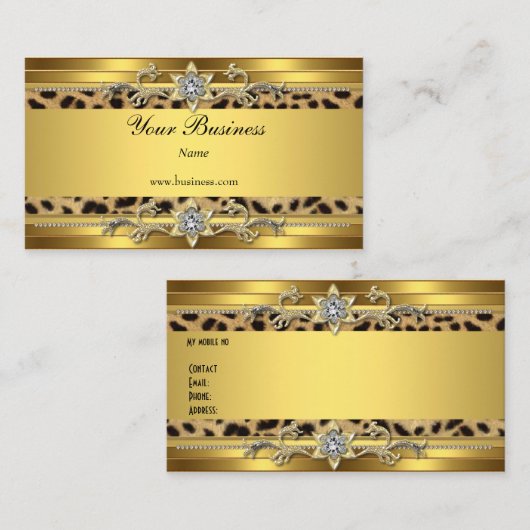 金ゴールドオン金ゴールドブラックエレガントクラスジュエル 名刺 (正面/裏面)