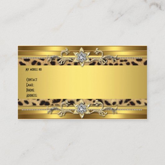 金ゴールドオン金ゴールドブラックエレガントクラスジュエル 名刺 (裏面)