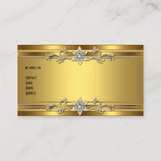 金ゴールドオン金ゴールドブラックエレガントクラスジュエル 名刺 (裏面)