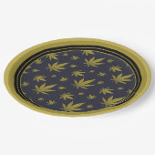 金ゴールドオン黒の法的雑草 ペーパープレート (アングル)