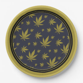 金ゴールドオン黒の法的雑草 ペーパープレート