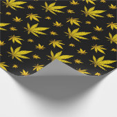 金ゴールドオン黒の法的雑草 ラッピングペーパー (角)