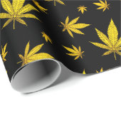 金ゴールドオン黒の法的雑草 ラッピングペーパー (ロールコーナー)