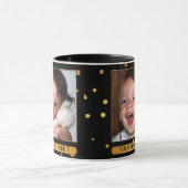 金ゴールドオン黒紙吹雪パーソナライズされたフォトマググ マグカップ (中央)