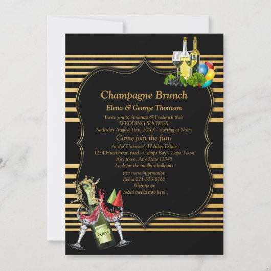 金ゴールドオン黒、アートデコBrunchのお知らせ 招待状 (正面)