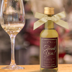 金ゴールドオンAuburn Brown 結婚's Miniありがとう ワインラベル