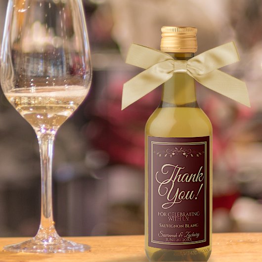 金ゴールドオンAuburn Brown 結婚's Miniありがとう ワインラベル