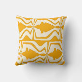 金ゴールドオンBeige水平大抽象芸術音波 クッション (裏面)