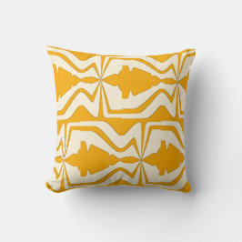 金ゴールドオンBeige水平大抽象芸術音波 クッション