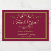 金ゴールドオンBurgundy Maroon'結婚s Thank You Mini リキュールボトルラベル (シングルラベル)
