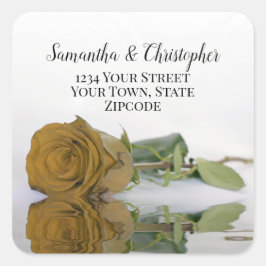 金ゴールドオークルバラ差出人住所封筒用シール スクエアシール