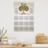 金ゴールドオーク材の座席表 ポスター (キッチン)