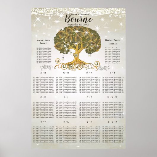 金ゴールドオーク材の座席表 ポスター (正面)