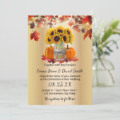 金ゴールドオータムサンフラワージャンプキンズ秋の結婚式 招待状 (スタンド正面)