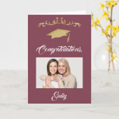 金ゴールドオーナメントおめでとう大学院写真 カード (黄色い花)