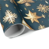 金ゴールドオーナメントの黒い色のデコールラッピング紙 ラッピングペーパー (ロールコーナー)